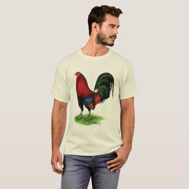 Camiseta Gallo de pelea:  Rojo oscuro (Anverso completo)