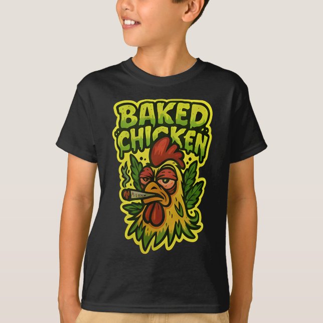 Camiseta Gallo de pollo ked fumando hierba piedra  (Anverso)