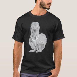 Camiseta Gallo de seda lindo con collar de perlas