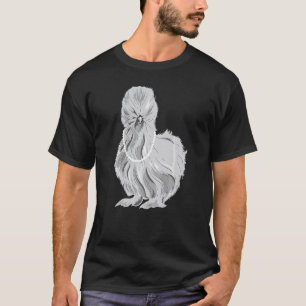 Camiseta Gallo de seda Silkie lindo que lleva collar de per