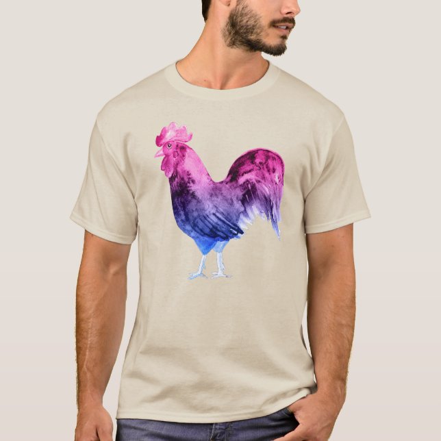 Camiseta Gallo del Orgullo Bisexual (Anverso)