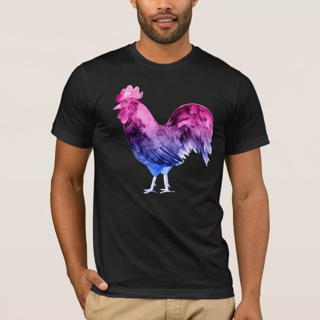 Camiseta Gallo del Orgullo Bisexual (Anverso)