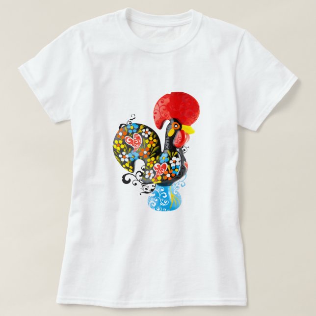 Camiseta Gallo famoso de Barcelos Nr 06 - edición floral (Diseño del anverso)