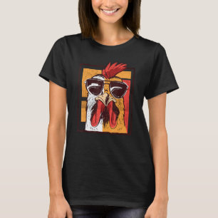 Camiseta Gallo Fresco Pollo Vintage Retro con Gafas de Sol