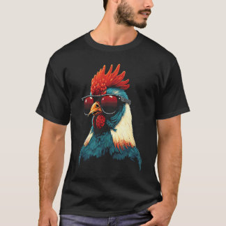 Camiseta Gallo Genial con Gafas de Sol Retro Vintage Chic