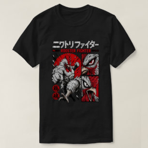 Camiseta  Gallo Guerrero Fiero Manga Estilo Artes Marciales