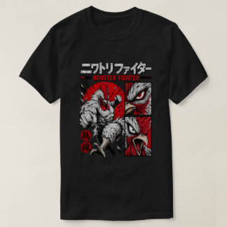 Camiseta Gallo Guerrero Fiero Manga Estilo Artes Marciales
