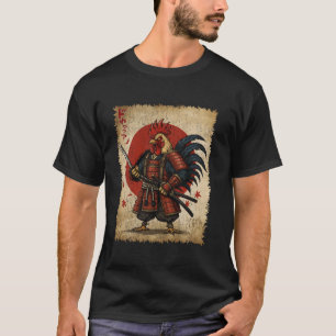 Camiseta Gallo luchador samurái intrépido con katana Vi