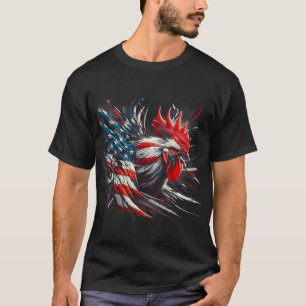 Camiseta Gallo Pollo Bandera Americana Animal 4 De Julio 