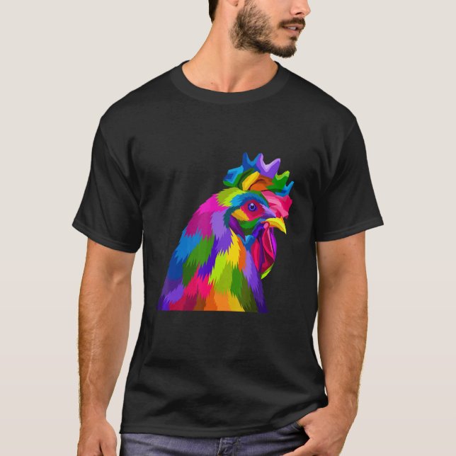 Camiseta Gallo Pollo Multicolor (Anverso)
