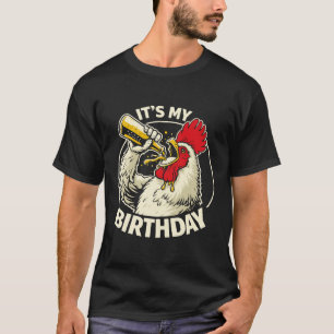 Camiseta Gallo que se bebe cerveza en cumpleaños