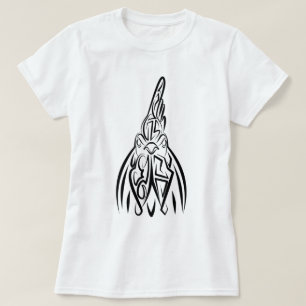 Camiseta Gallo Tribal Blanco y Negro