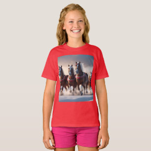 Camiseta Gallopando a través de la nieve: los caballos mági