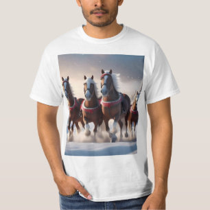 Camiseta Gallopando a través de la nieve: los caballos mági
