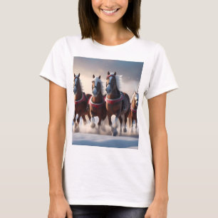 Camiseta Galopando a través de la nieve: los caballos mágic