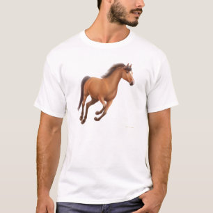 Camiseta galopante del caballo de bahía
