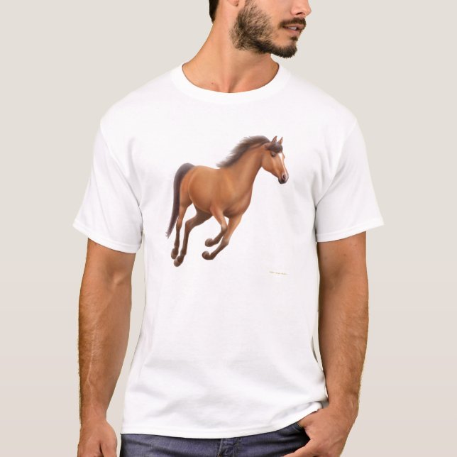 Camiseta galopante del caballo de bahía (Anverso)