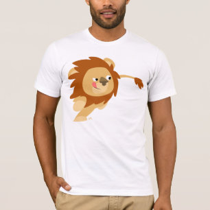 Camiseta galopante del león del dibujo animado