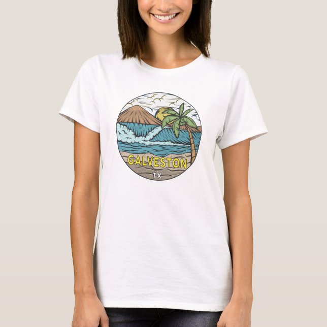 Camiseta Galveston Beach Texas Vintage (Anverso)