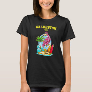 Camiseta Galveston Flamingo Beach Ocean Wave Surfboard