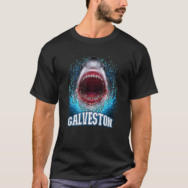Camiseta Galveston Texas Vacation Great White Shark Beach T (Anverso)