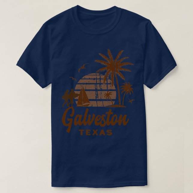 Camiseta Galveston Texas Vintage Sunset (Diseño del anverso)
