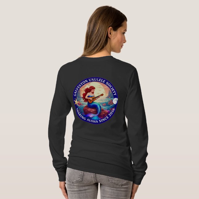 Camiseta Galveston Ukulele Society Mermaid Shirt Women LS (Reverso completo)