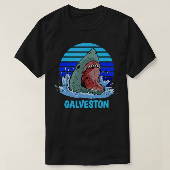 Camiseta Galveston Vacation Shark Theme  (Diseño del anverso)