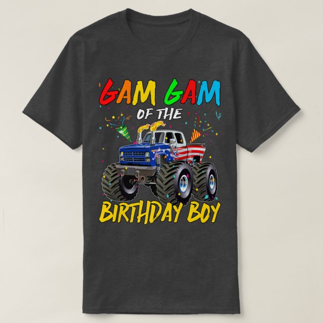 Camiseta Gam Gam The Birthday Boy Monster Truck Birthday Pa (Diseño del anverso)