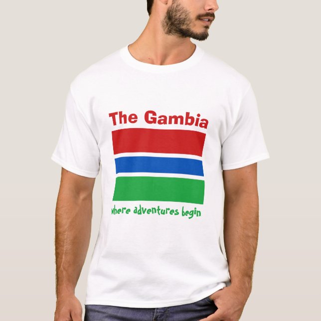 Camiseta Gambia Bandera + Mapa + Texto (Anverso)