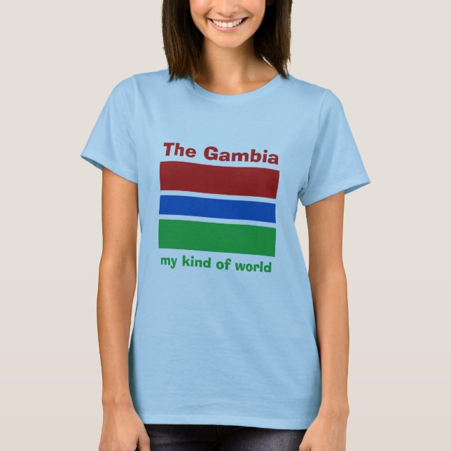 Camiseta Gambia Bandera + Mapa + Texto (Anverso)