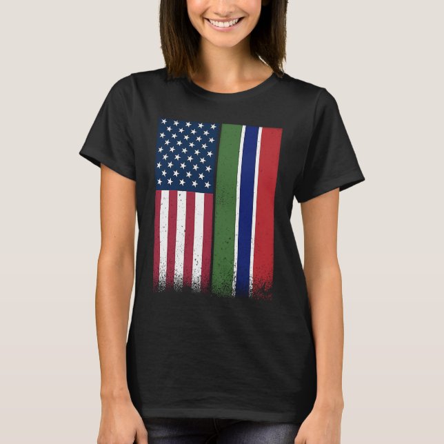 Camiseta Gambia: Banderas gambianas-norteamericanas orgullo (Anverso)
