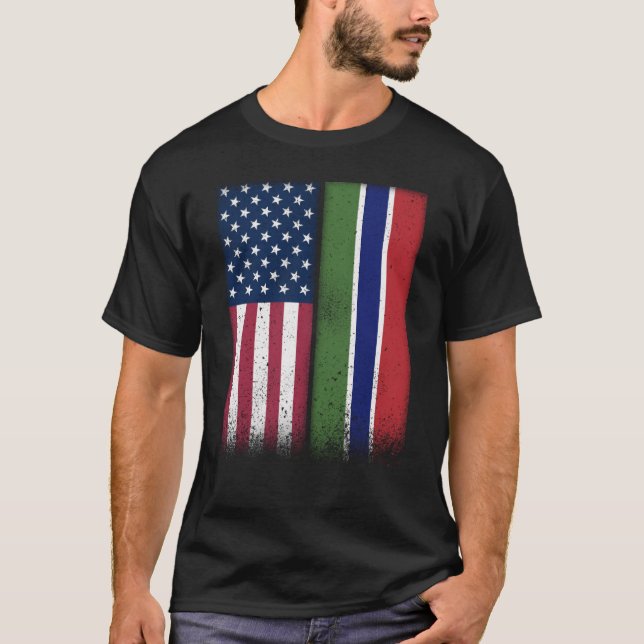 Camiseta Gambia: Banderas gambianas-norteamericanas orgullo (Anverso)