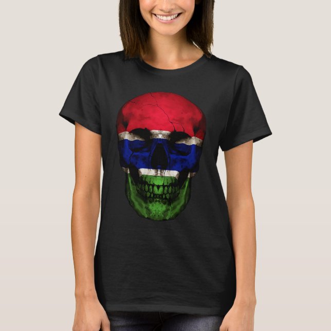 Camiseta Gambia Flag Skull Gambian Roots Proud Patriotic (Anverso)