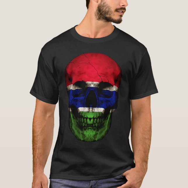 Camiseta Gambia Flag Skull Gambian Roots Proud Patriotic (Anverso)