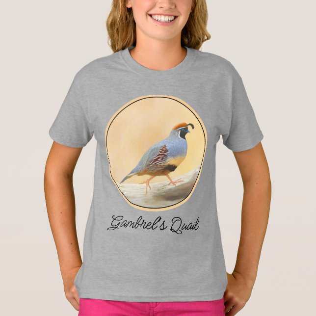 Camiseta Gambrel's Quail Painting Original Bird Art T-Shirt (Anverso)