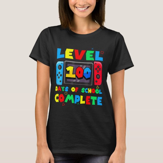 Camiseta Game Controller Level 100 Days Of School Complete  (Anverso)