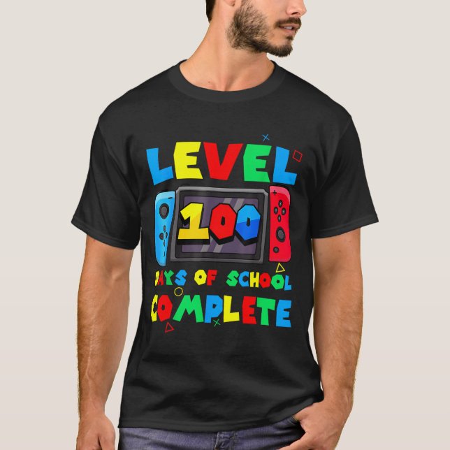 Camiseta Game Controller Level 100 Days Of School Complete  (Anverso)