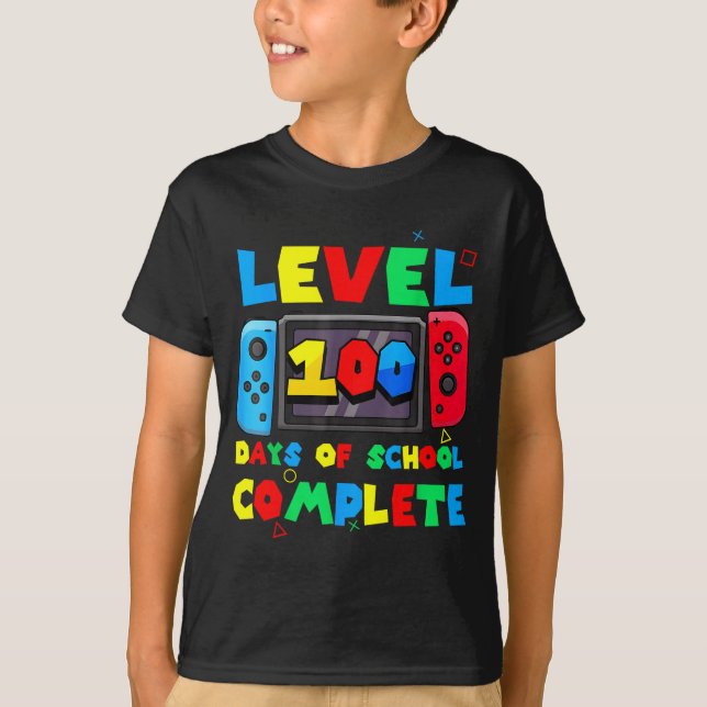 Camiseta Game Controller Level 100 Days Of School Complete  (Anverso)