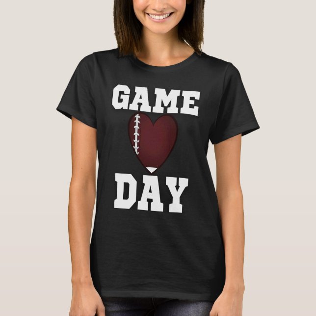 CAMISETA GAME DAY AMERICAN FOOTBALL HEART SPORT LOVING FANS (Anverso)
