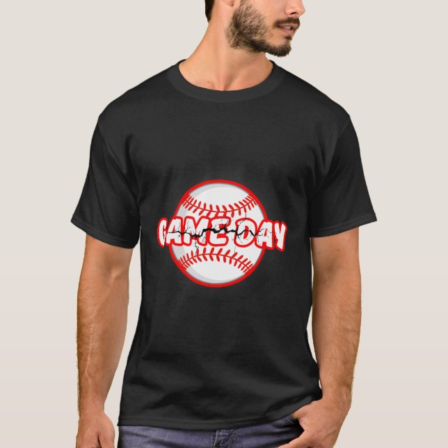 Camiseta Game Day Cracked Baseball Sports Graphic (Anverso)