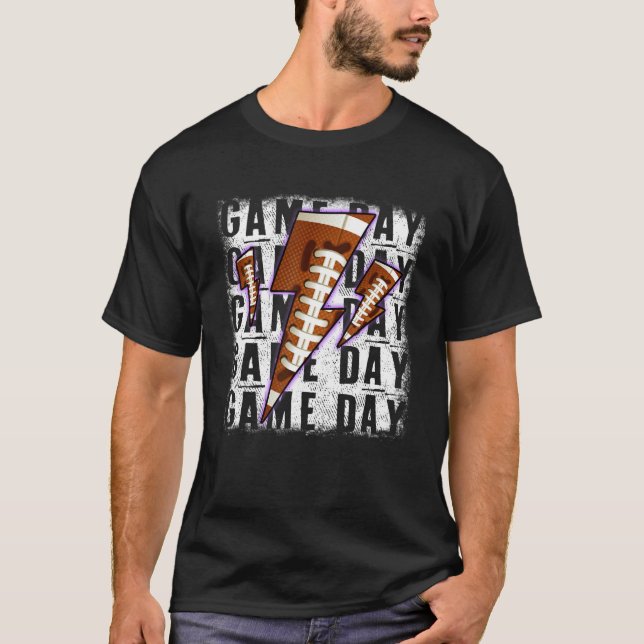 Camiseta Game Day Football Season Bleached Lightning Footba (Anverso)
