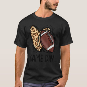 Camiseta Game Day Leopard Football Love Hearball Mom