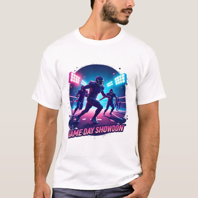 Camiseta Game Day Showdown – Neon Football Action Graphic (Anverso)