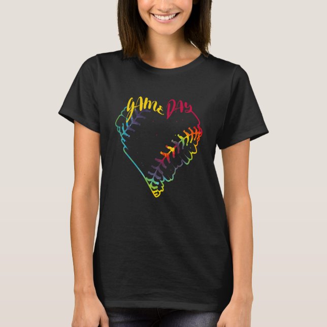 Camiseta Game Day Tie Dye Softball Heartball Softball Baseb (Anverso)