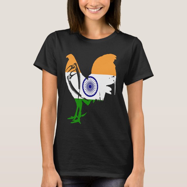 Camiseta Game fowl India Indian flag gaff rooster Gamefowl (Anverso)