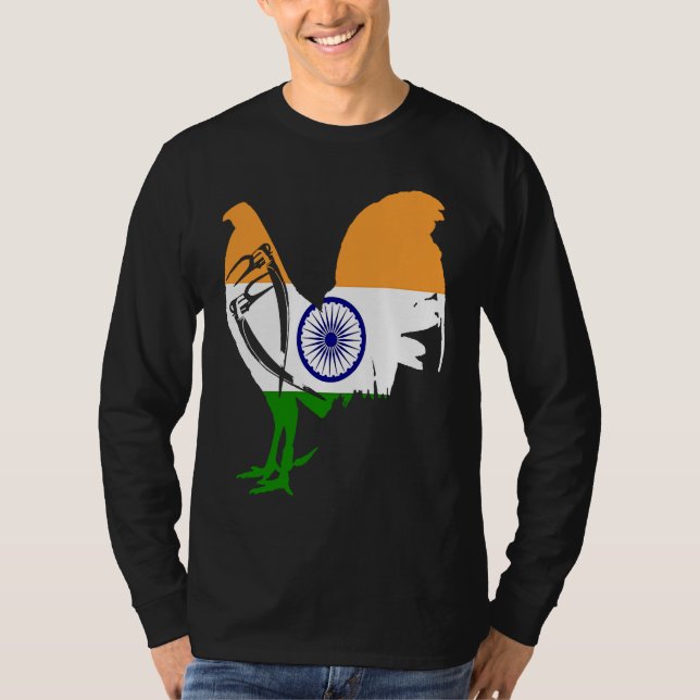 Camiseta Game fowl India Indian flag gaff rooster Gamefowl (Anverso)