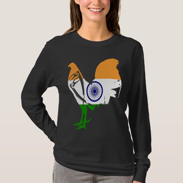Camiseta Game fowl India Indian flag gaff rooster Gamefowl  (Anverso)