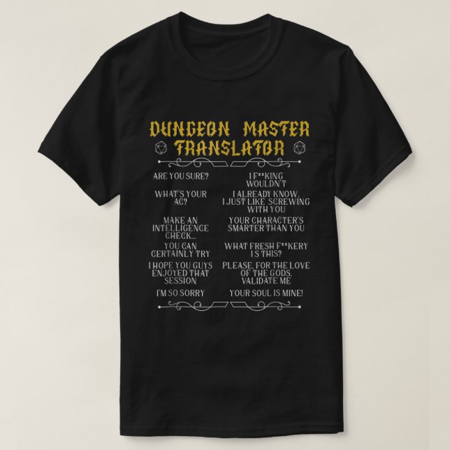 Camiseta Game Master Translator RPG Tabletop Humor Tee (Diseño del anverso)