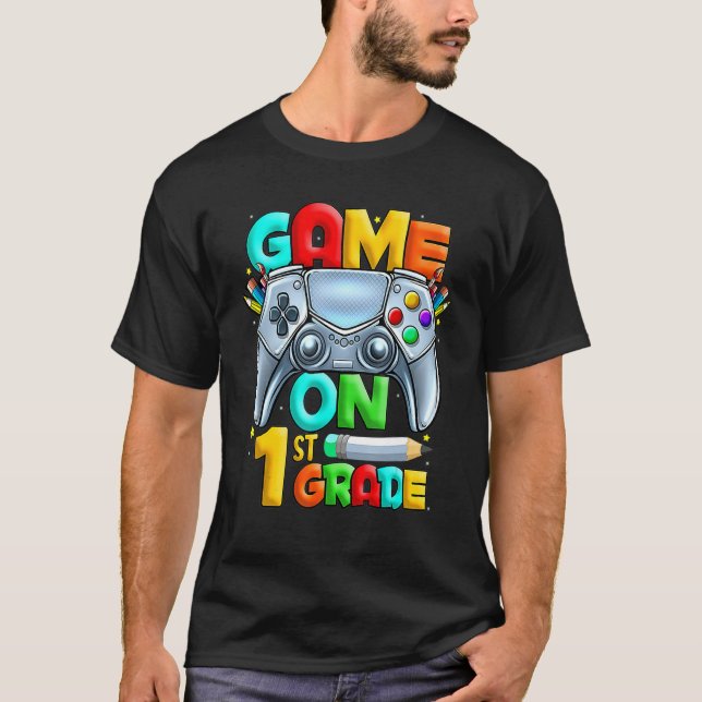 Camiseta Game On 1st Grade Back To School 1st Grade Level U (Anverso)